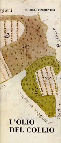 Copertina della pubblicazione "L'olio del Collio" rappresentante la mappa di un oliveto dell'Azienda Formentini, risalente al 1700